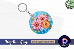 Floral arrangement painting for Round Keychain PNG Product Image 1