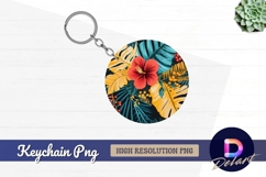 Tropical hibiscus flower Round Keychain PNG Product Image 1