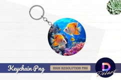 Two striped butterflyfish Round Keychain PNG Product Image 1