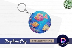 Colorful fish oil painting Round Keychain PNG Product Image 1