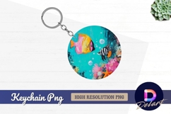 Colorful fish painting underwater Round Keychain PNG Product Image 1