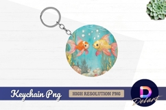 Two goldfish in a Round Keychain PNG Product Image 1