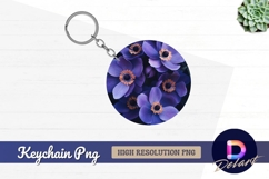 Purple anemone flowers Round Keychain PNG Product Image 1