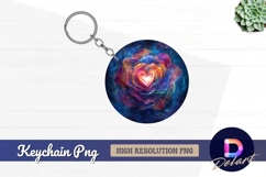 Cosmic rose heart Round Keychain PNG Product Image 1
