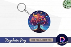 Butterfly tree colorful illustration Round Keychain PNG Product Image 1