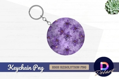 Floral purple watercolor Round Keychain PNG Product Image 1