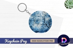 Winter watercolor scene Round Keychain PNG Product Image 1