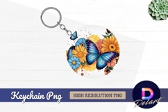 Butterfly and flower design Round keychain png Product Image 1
