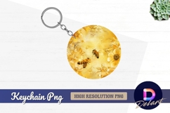 Honey bees floral arrangement Round Keychain PNG Product Image 1
