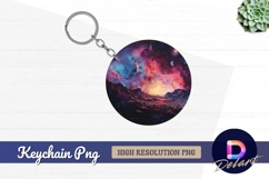 Cosmic landscape Round Keychain PNG Product Image 1