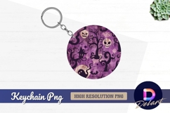 Spooky halloween pattern round keychain png Product Image 1