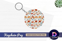 Watercolor floral pattern Round Keychain PNG Product Image 1