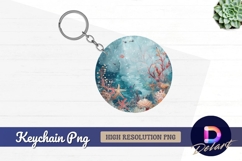 Underwater scene with coral reef Round Keychain PNG Product Image 1