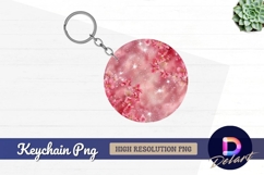 Pink floral sparkle Round Keychain PNG Product Image 1