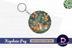 Watercolor forest animals round keychain png Product Image 1