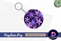 Purple floral pattern round keychain png Product Image 1