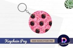 Pink sunflowers round keychain png design Product Image 1