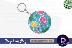 Summer fruits and leaves round keychain png Product Image 1
