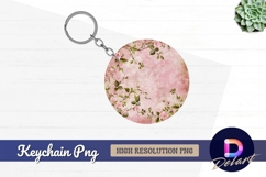Pink floral grunge background round keychain png Product Image 1