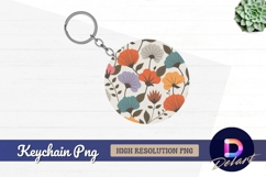 Colorful retro floral pattern Round keychain png Product Image 1