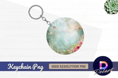 Round floral design with butterfly for Round Keychain PNG Product Image 1
