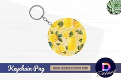 Lemonade drink circle background for Round Keychain PNG Product Image 1