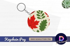 Autumn leaves Round keychain png template Product Image 1