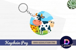 Farm animals cartoon illustration Round Keychain PNG Product Image 1