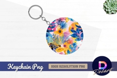 Colorful floral pattern Round Keychain PNG Product Image 1