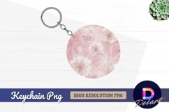 Dandelion flowers on pink watercolor Round Keychain PNG Product Image 1