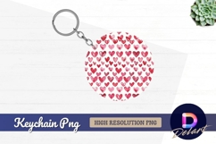 Watercolor heart pattern round keychain png Product Image 1