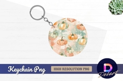 Watercolor pumpkin pattern Round Keychain PNG Product Image 1
