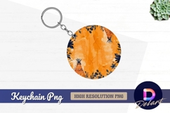 Orange floral teepee Round Keychain PNG Product Image 1