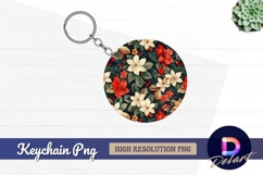 Poinsettia floral pattern Round Keychain PNG Product Image 1