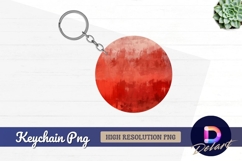 Red and white abstract circular artwork Round Keychain PNG Product Image 1
