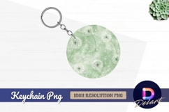 Dandelion seed head soft green Round Keychain PNG Product Image 1