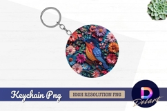Floral bird art Round Keychain PNG Product Image 1