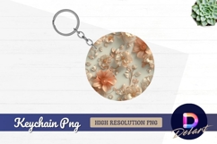 Elegant round flower design for Round Keychain PNG Product Image 1