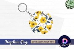Watercolor floral Round Keychain PNG Product Image 1