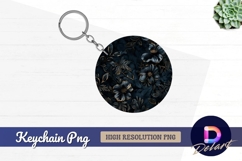 Dark floral Round Keychain PNG Product Image 1