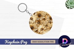 Floral daisy pattern for Round Keychain PNG Product Image 1