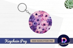 Pink purple flowers Round Keychain PNG Product Image 1