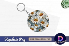 Daisy oil painting Round Keychain PNG Product Image 1