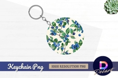 Watercolor blueberry pattern for Round Keychain PNG Product Image 1