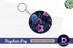 Colorful roses and leaves Round Keychain PNG Product Image 1