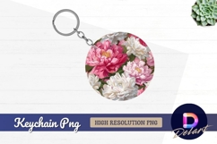 Pink peonies Round Keychain PNG Product Image 1