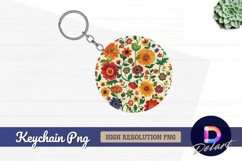 Retro floral pattern for Round Keychain PNG Product Image 1