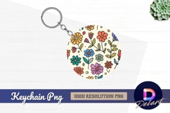 Colorful floral pattern for Round Keychain PNG Product Image 1