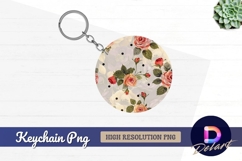 Floral Round Keychain PNG Product Image 1
