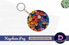 Colorful felt flowers forming Round Keychain PNG Product Image 1